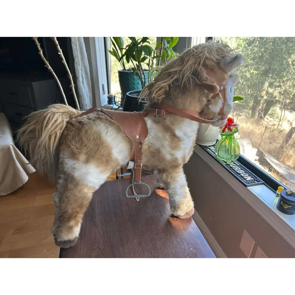 24” long vintage Trudi Giocattoli plush ride-on horse pony toy